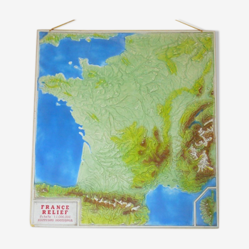 Carte scolaire murale  rigide en relief de la France  éditions Rossignol