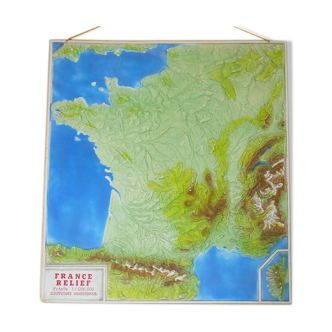 School map rigid mural in relief of France nightingale editions