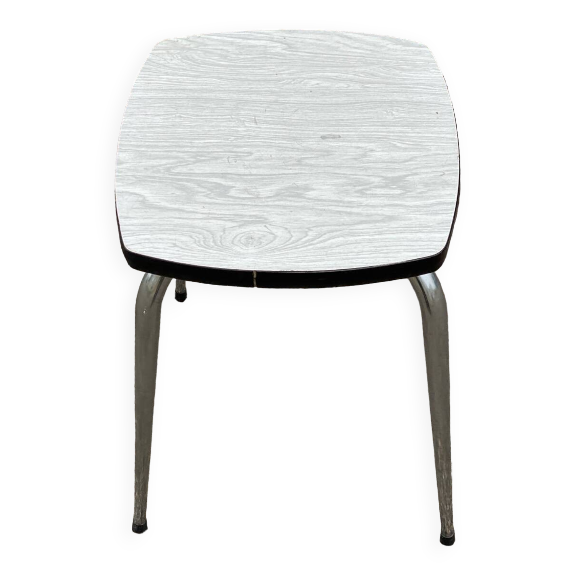 Tabouret acier et Formica blanc et gris