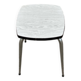 Tabouret acier et Formica blanc et gris