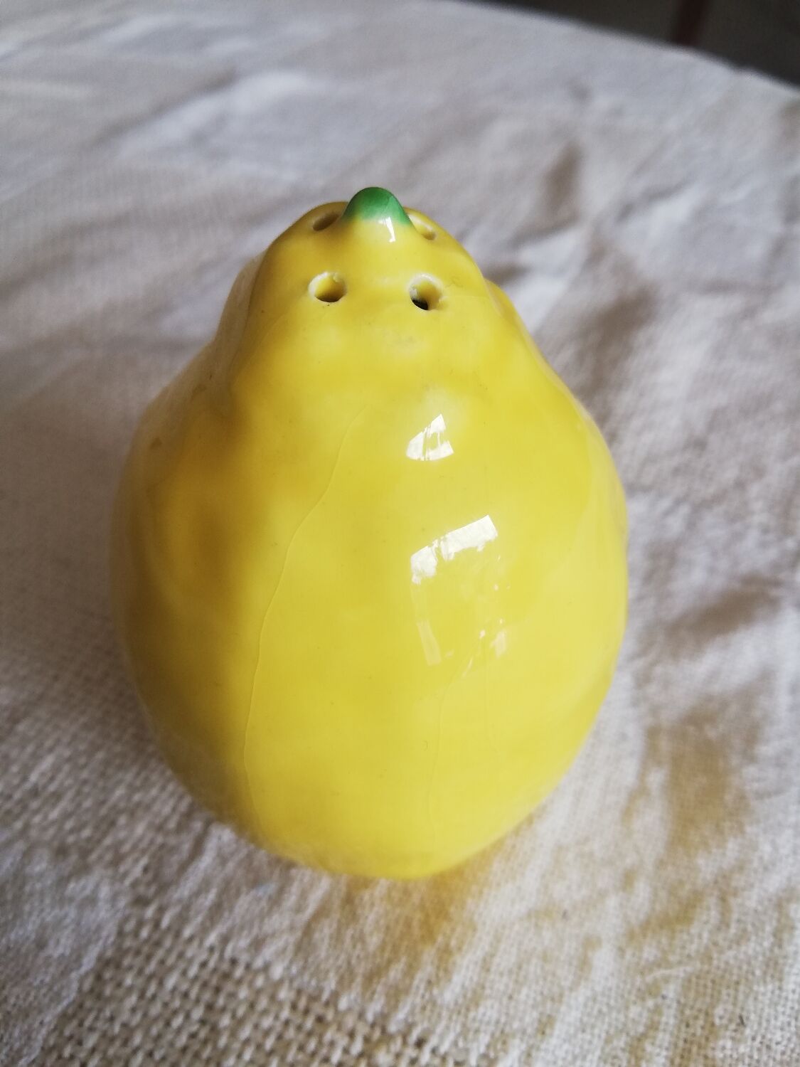 Vintage lemon-shaped ceramic salt shaker