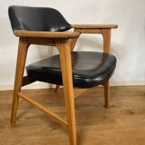 Scandinavian armchair by Erik Kirkegaard in oak and leather, 1960s