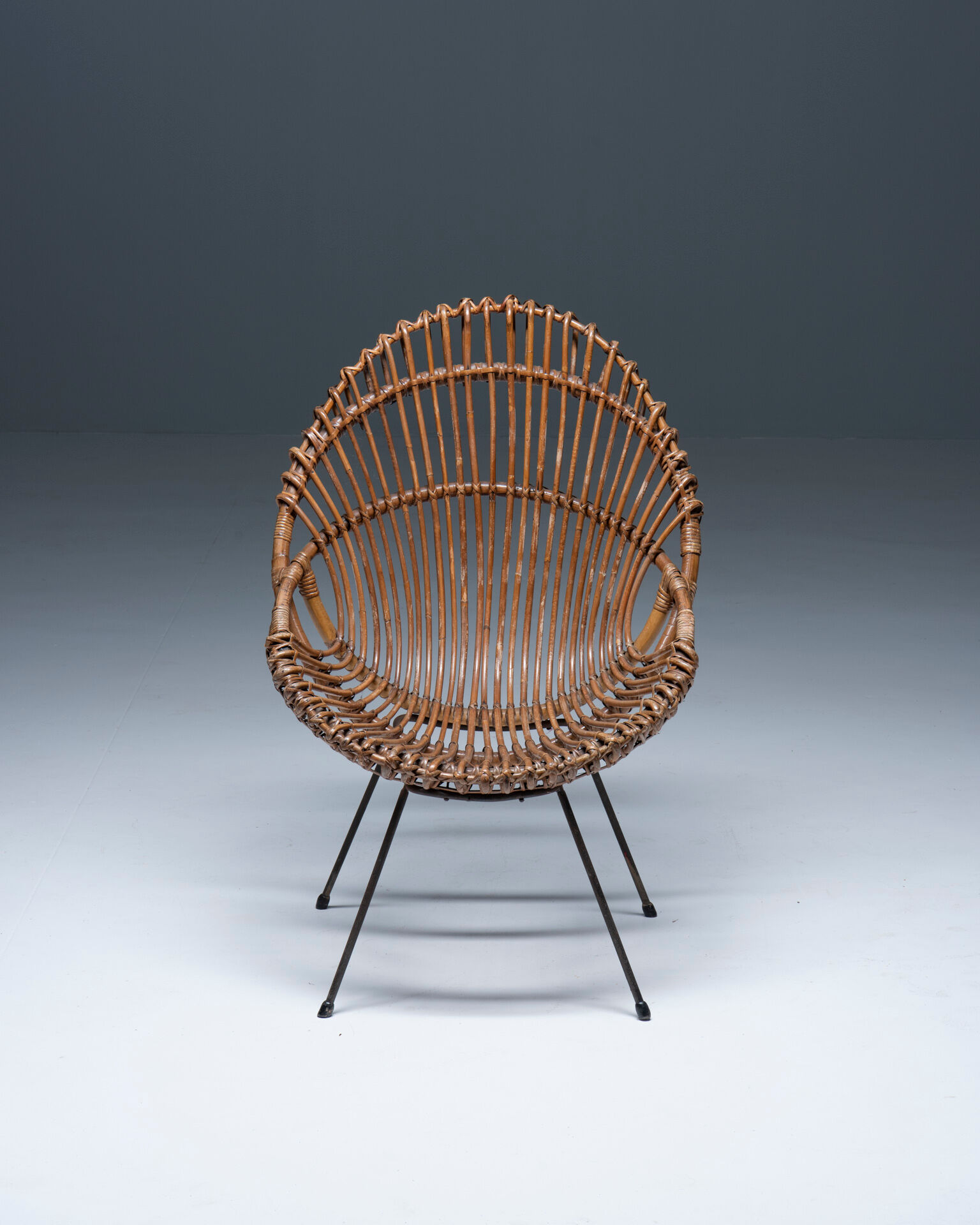 Mid-century chair in rattan, italy, 1950's