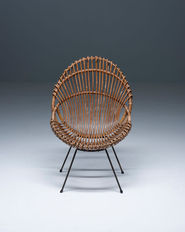 Fauteuil en rotin, Italie, années 1950
