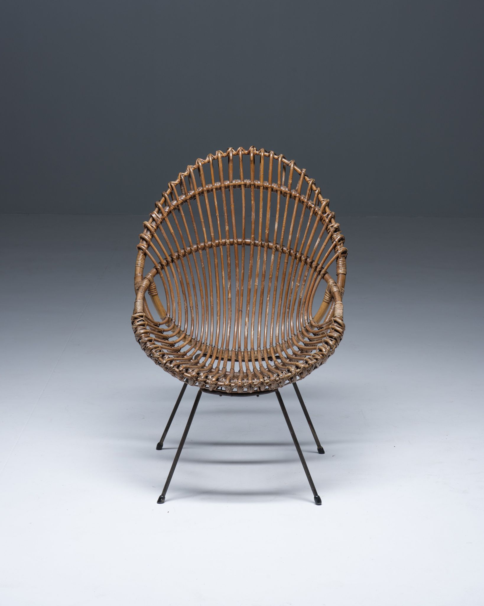 Mid-century chair in rattan, italy, 1950's