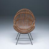 Mid-century chair in rattan, italy, 1950's