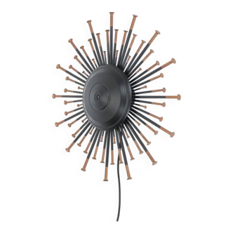 Rare large Dantoft “Sunburst” wall lamp / black / copper / mid-century design / 1960s