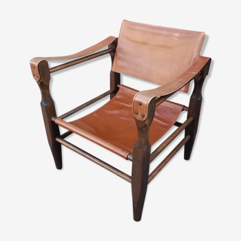 Safari leather and imitation leather armchair