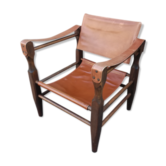 Safari leather and imitation leather armchair
