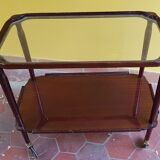 Serving trolley table on wheels vintage 2 trays