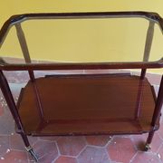 Serving trolley table on wheels vintage 2 trays