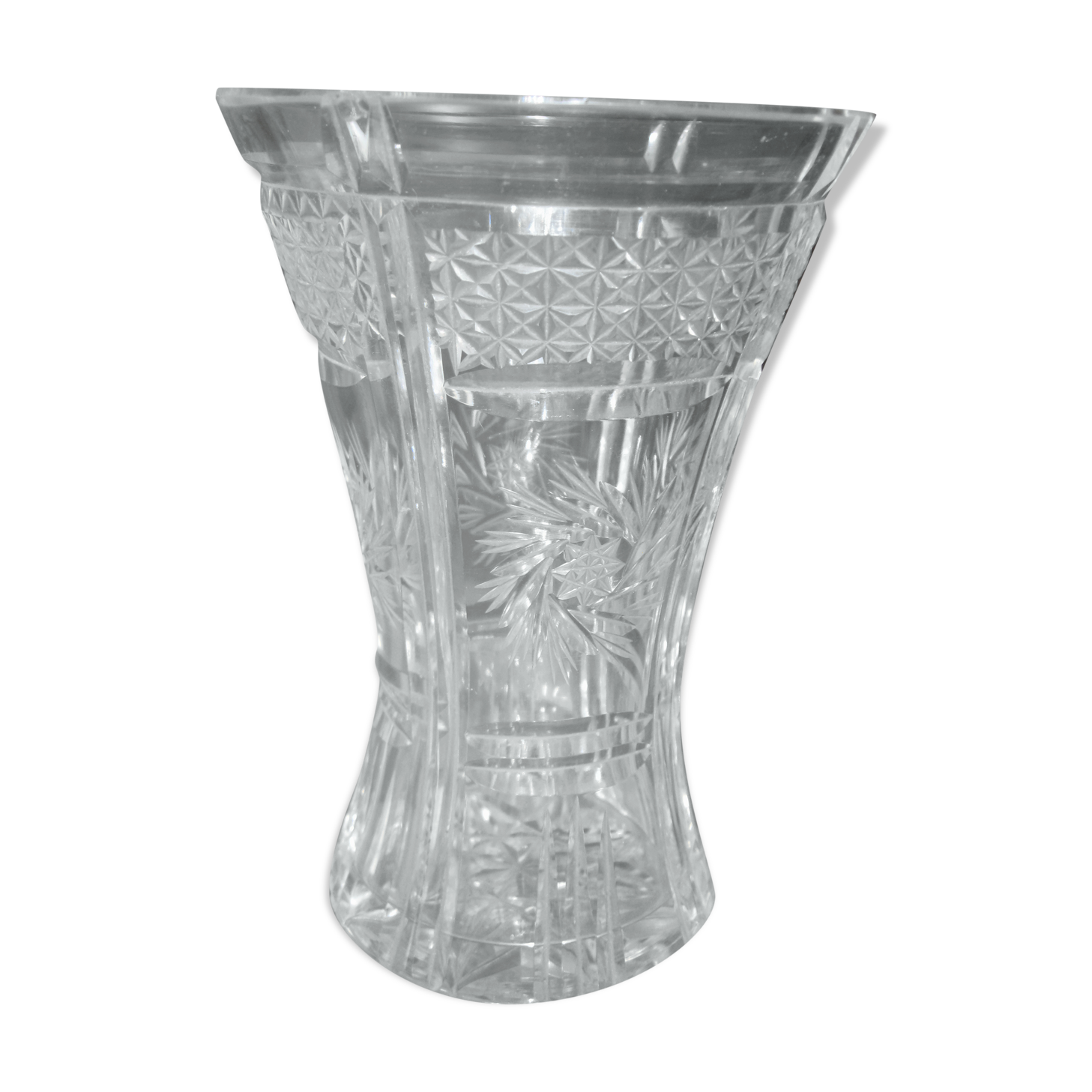 Art Deco cut crystal vase