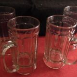 Series of 4 beer mugs of glass-blown bistro era early 20th century