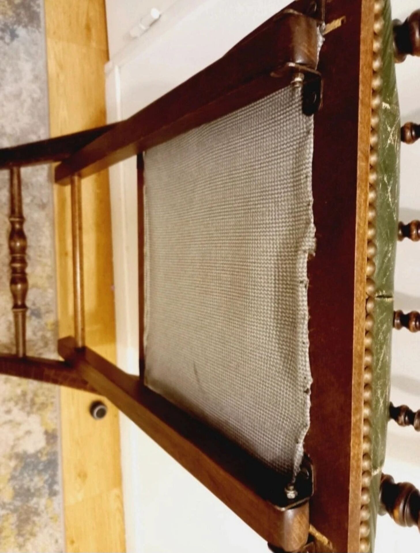 English folding chair - Vintage in wood and leather