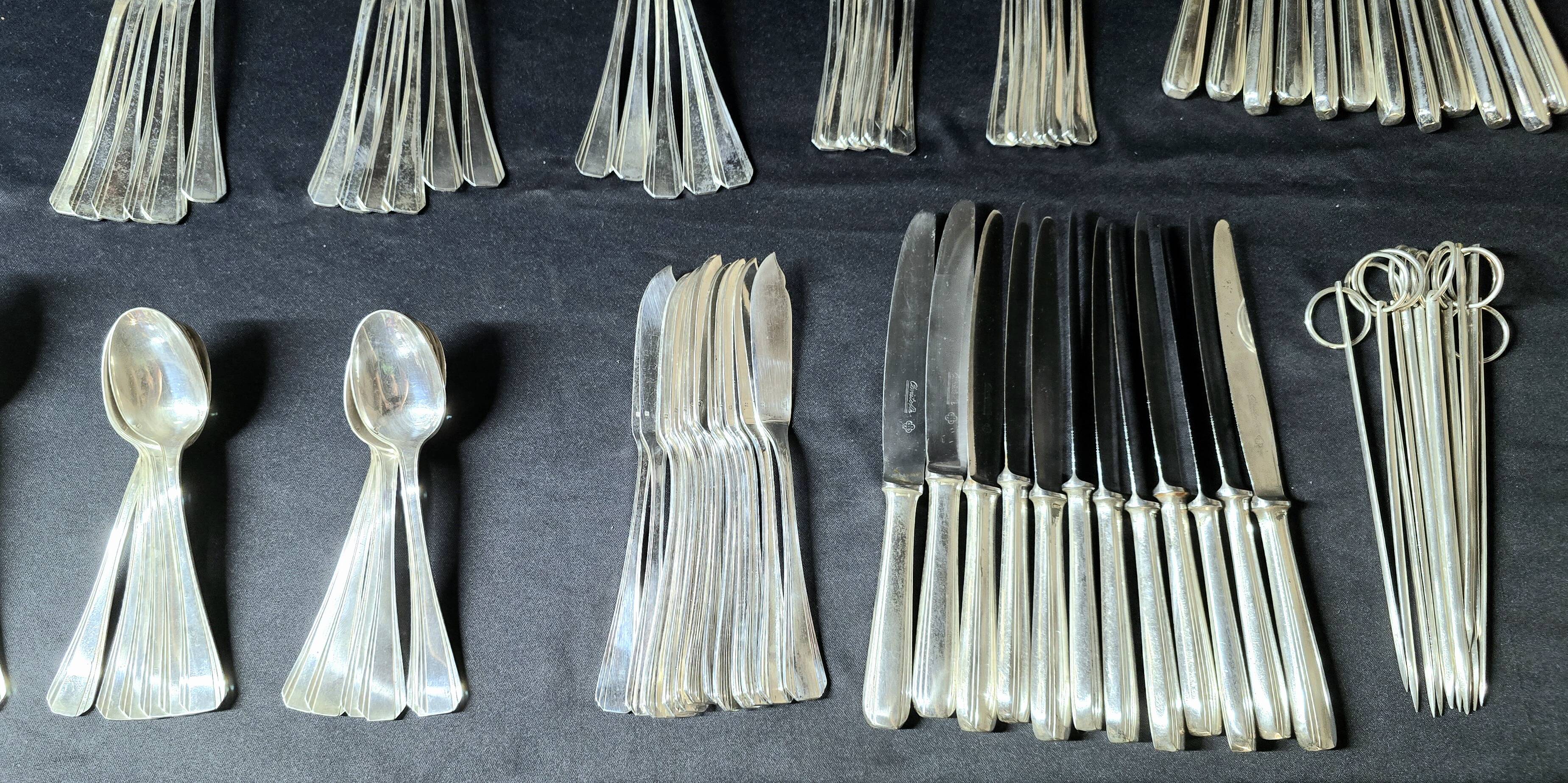 Christofle "Boréal" silver-plated cutlery set, 149 pieces in its box