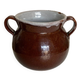Vase de campagne cul noir en terre vernissée 1950