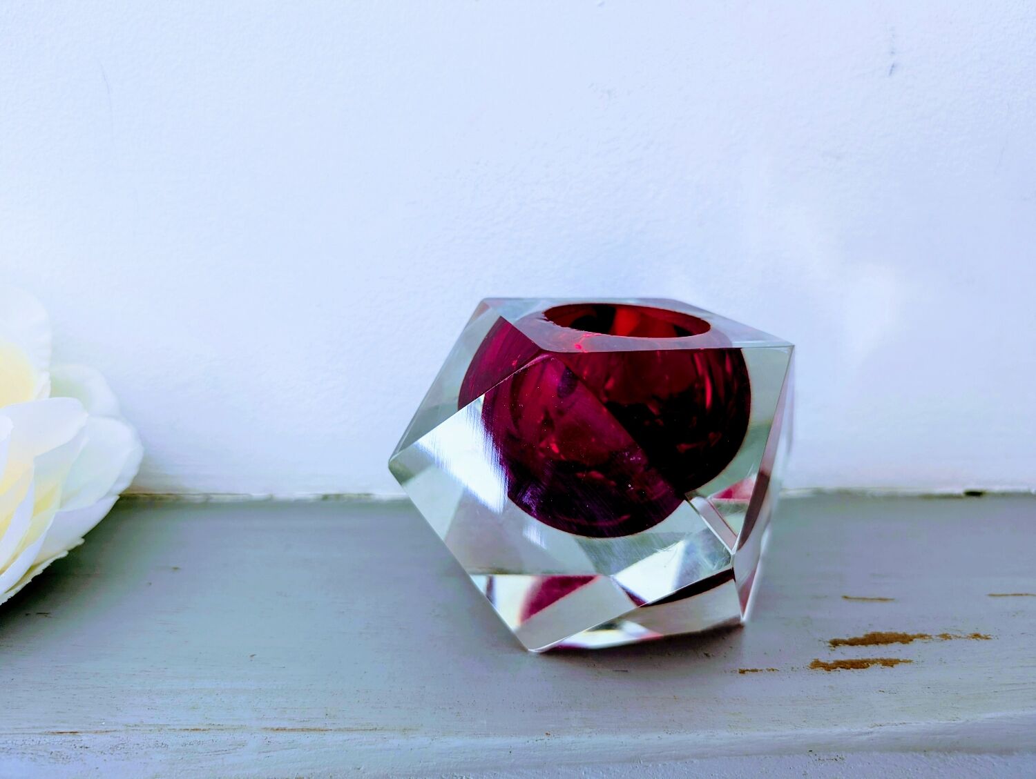 Murano Sommerso Block Candle Holder Design 60/70 Visible Label