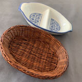 2-compartment appetizer ramekin with wicker basket