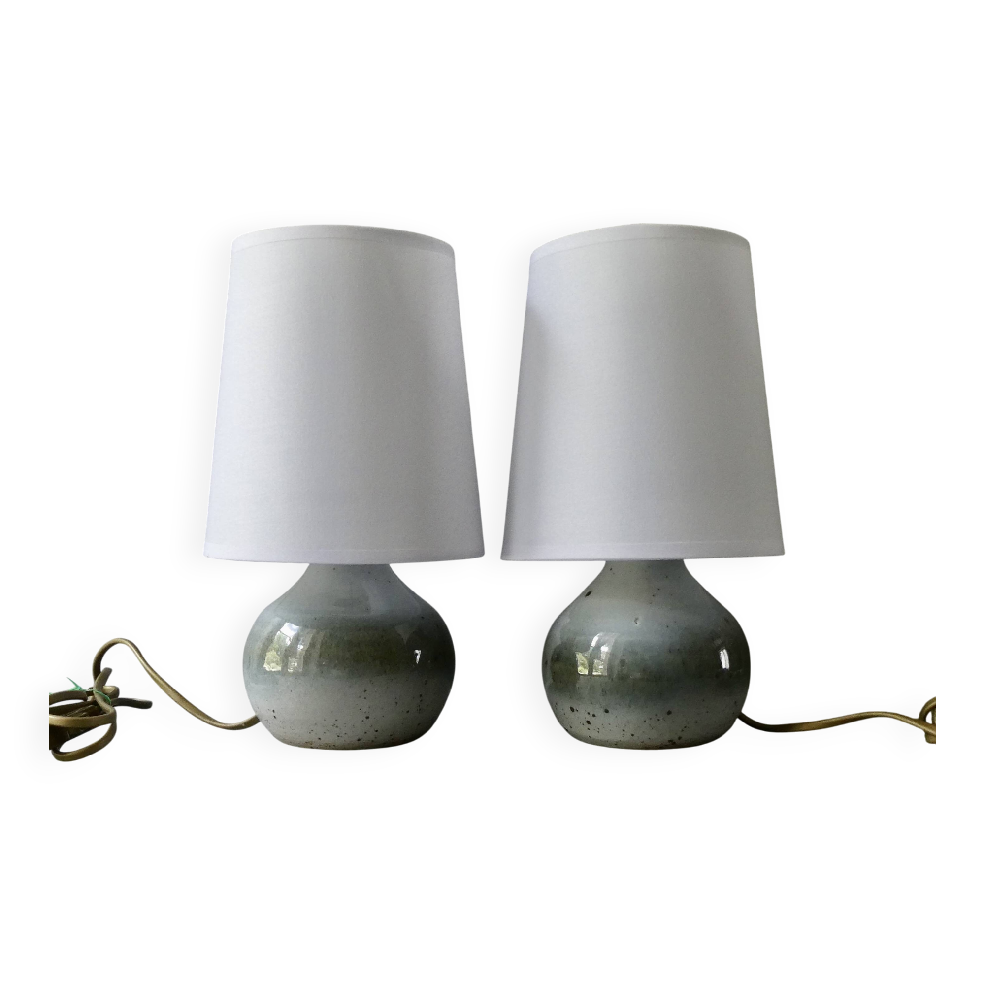 Pair of glazed ceramic lamps, 1970s-1980s