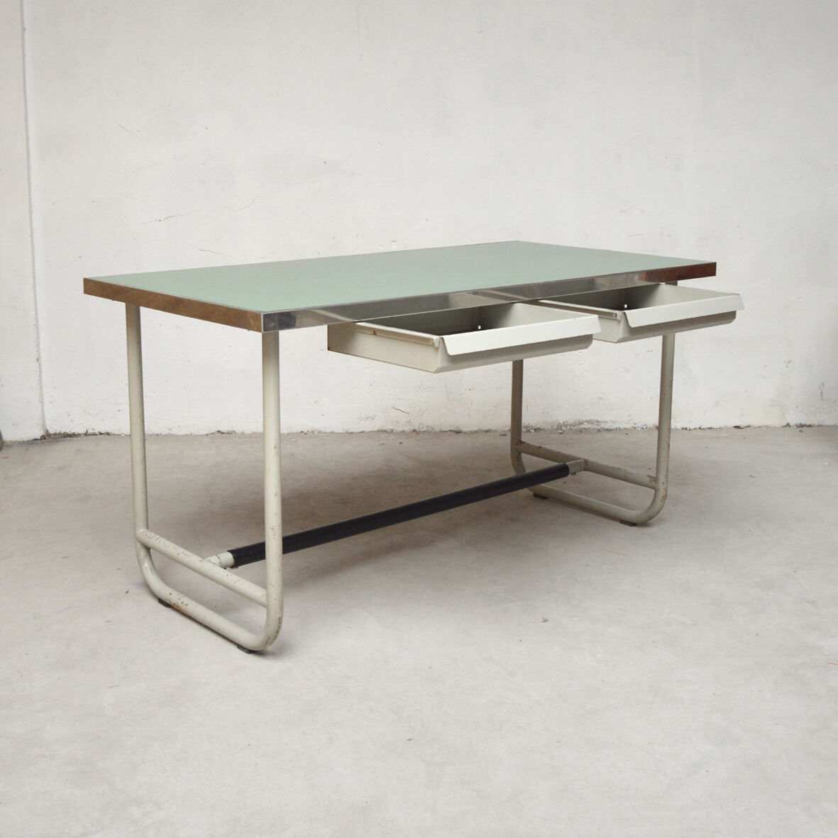 Old metal post desk, 1970