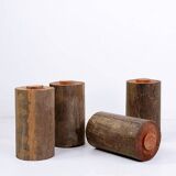 Unique rectangular Coffee Table in Marble and Teak Wood - Belgian creation