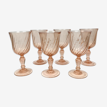 Lot of 6 Rosaline Arcoroc stemware