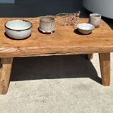 table basse en teck blond quadripode
