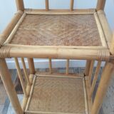 70s bamboo rattan side table