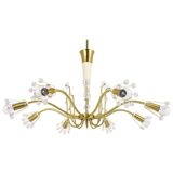 Unusual brass and crystal chandelier by Emil Stejnar, Rupert Nikoll, Austria, 1950s.
