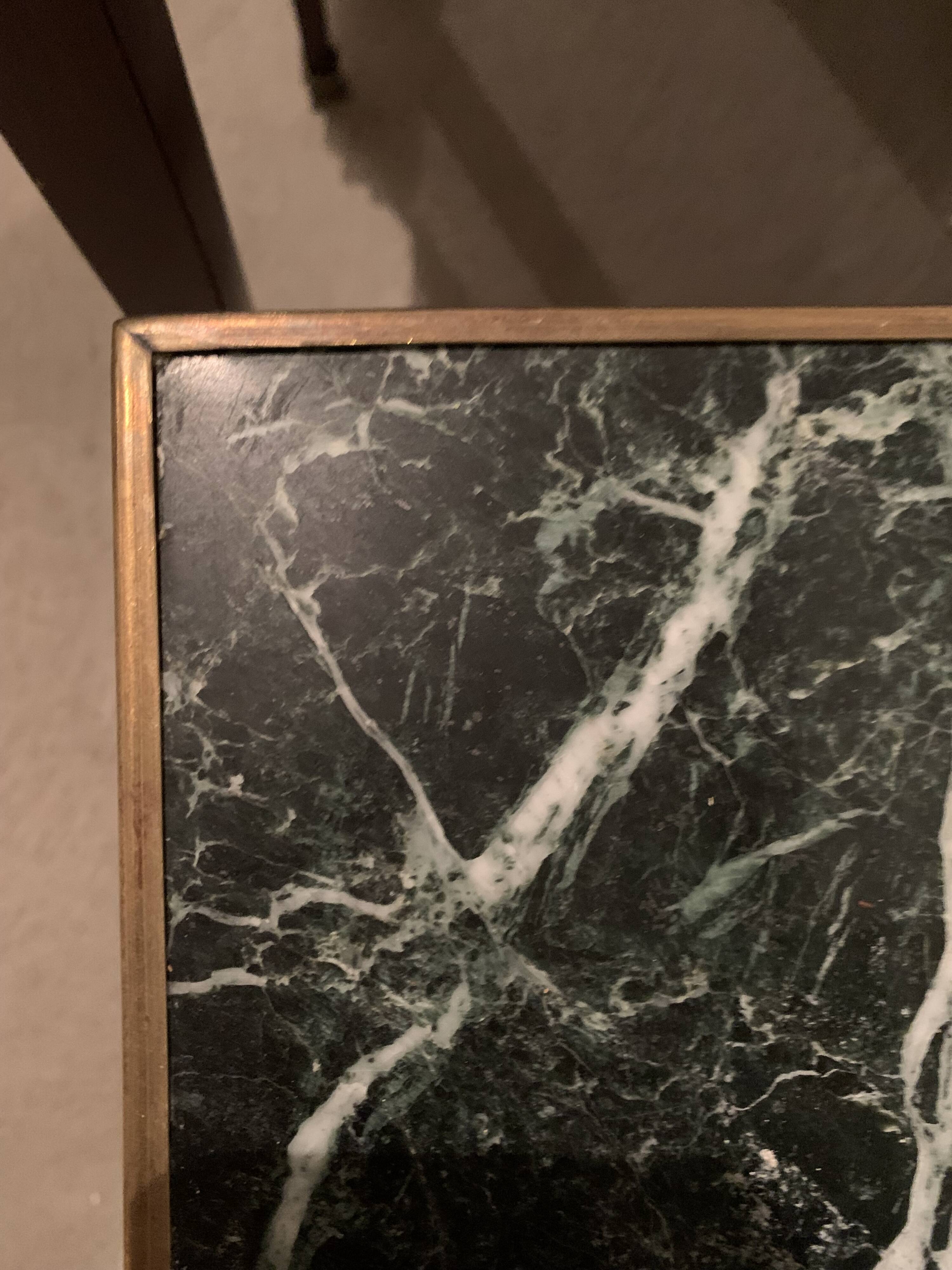 3 nesting tables in green marble and mahogany