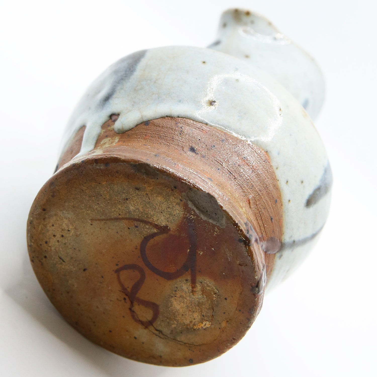 Enamelled sandstone pitcher with blue shades by Anne Kjaersgaard, La Borne