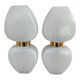 Pair of vintage wall lights from the 60s-70s in striped opaline glass and gilded brass.