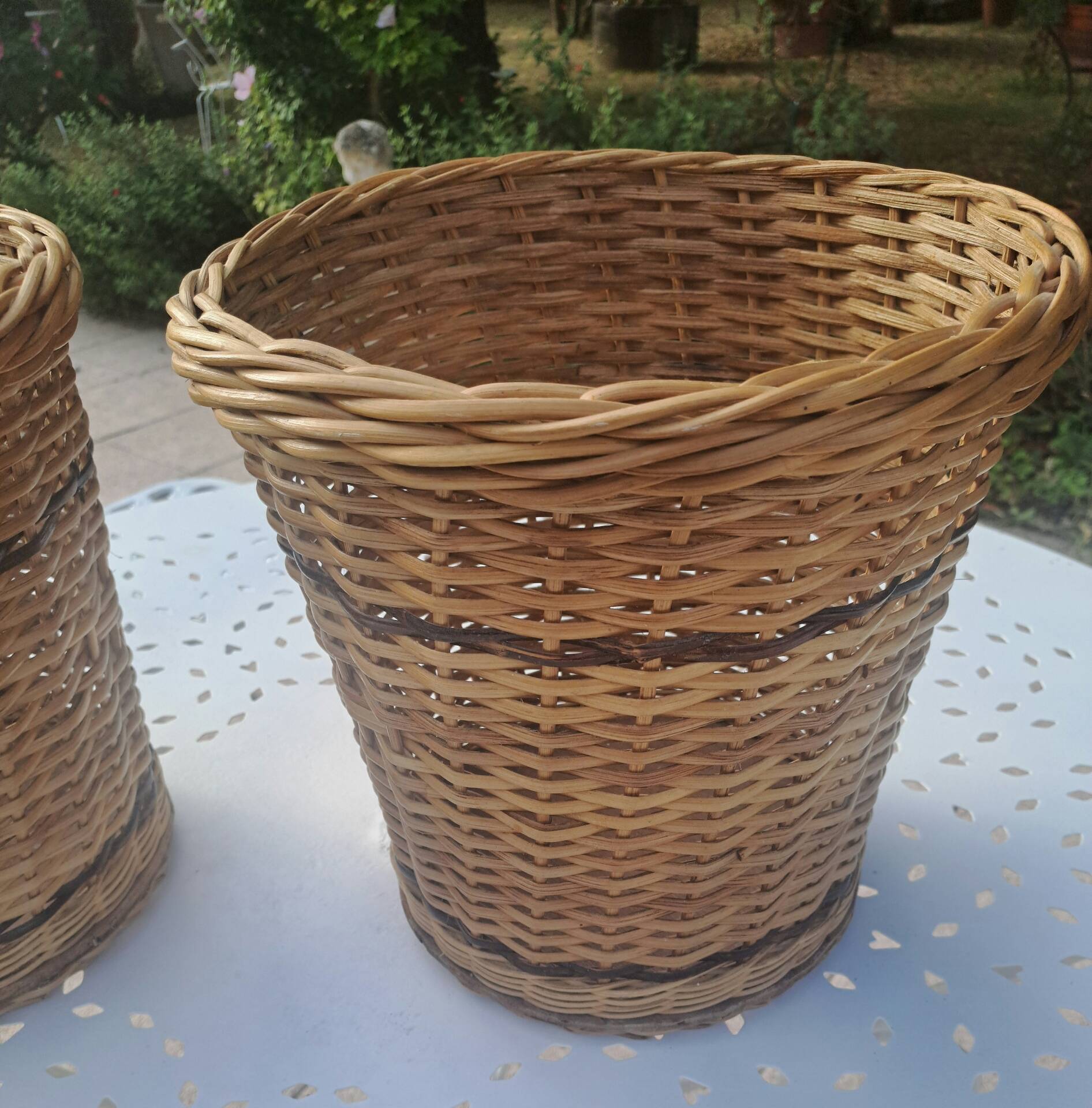 Pair of wicker plant pots