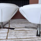 Vintage Signet swivel armchair White Leather