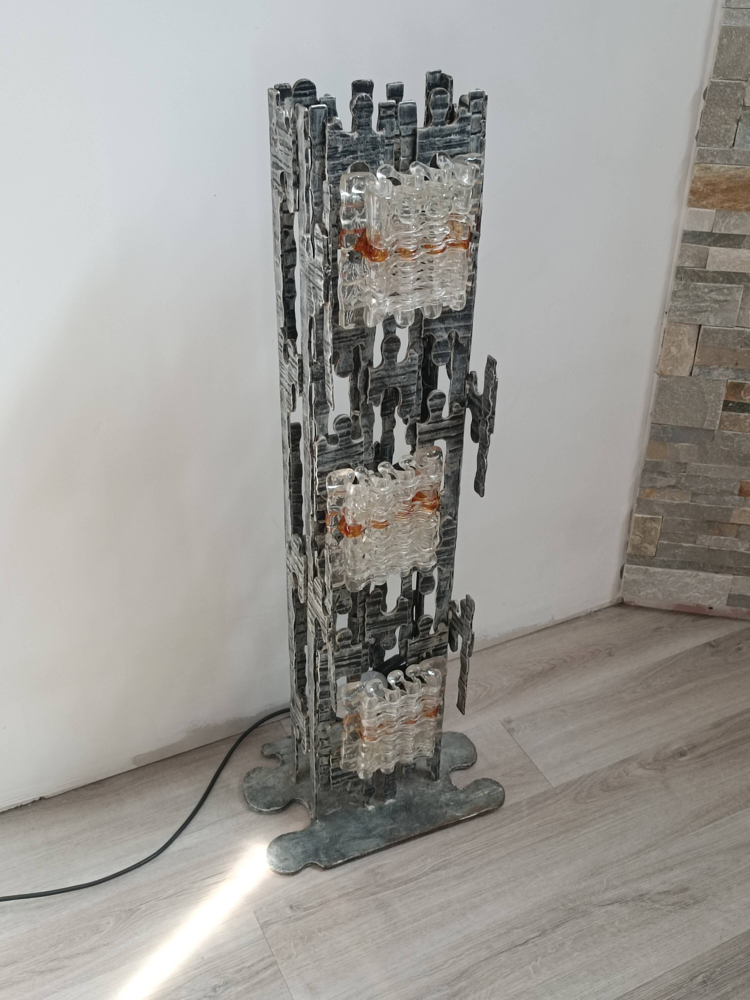 Brutalist sculptural floor lamp by Albano Poli for Poliarte 1970s