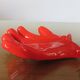 Empty hand-shaped pocket in red ceramic 80s