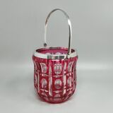 1960s Gorgeous Red Bohemian Cut Crystal Glass Cocktail Shaker With Ice Buck