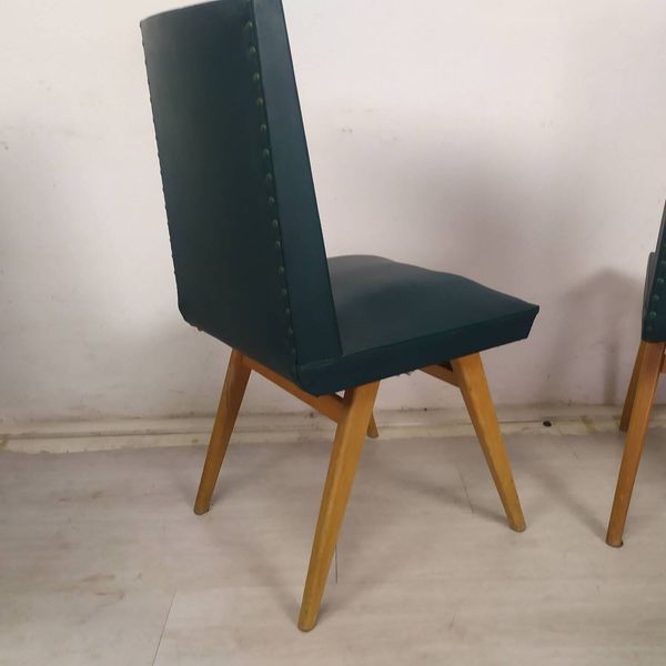 Chaises vintage bleu vert