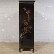 Vintage red / gold Chinese lacquer cabinet with flowers and birds