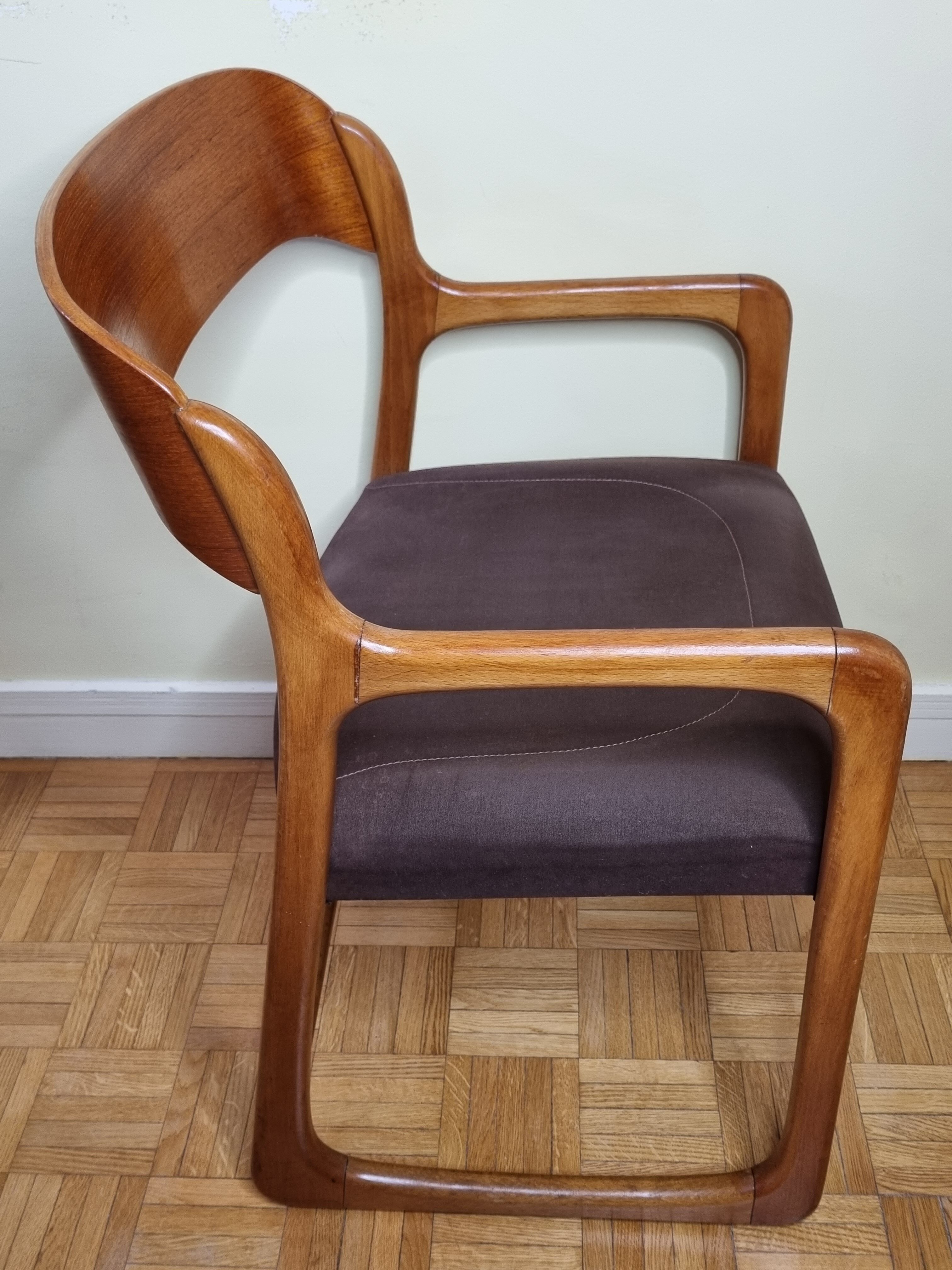 Pair of Baumann armchairs, model "sled", 1960