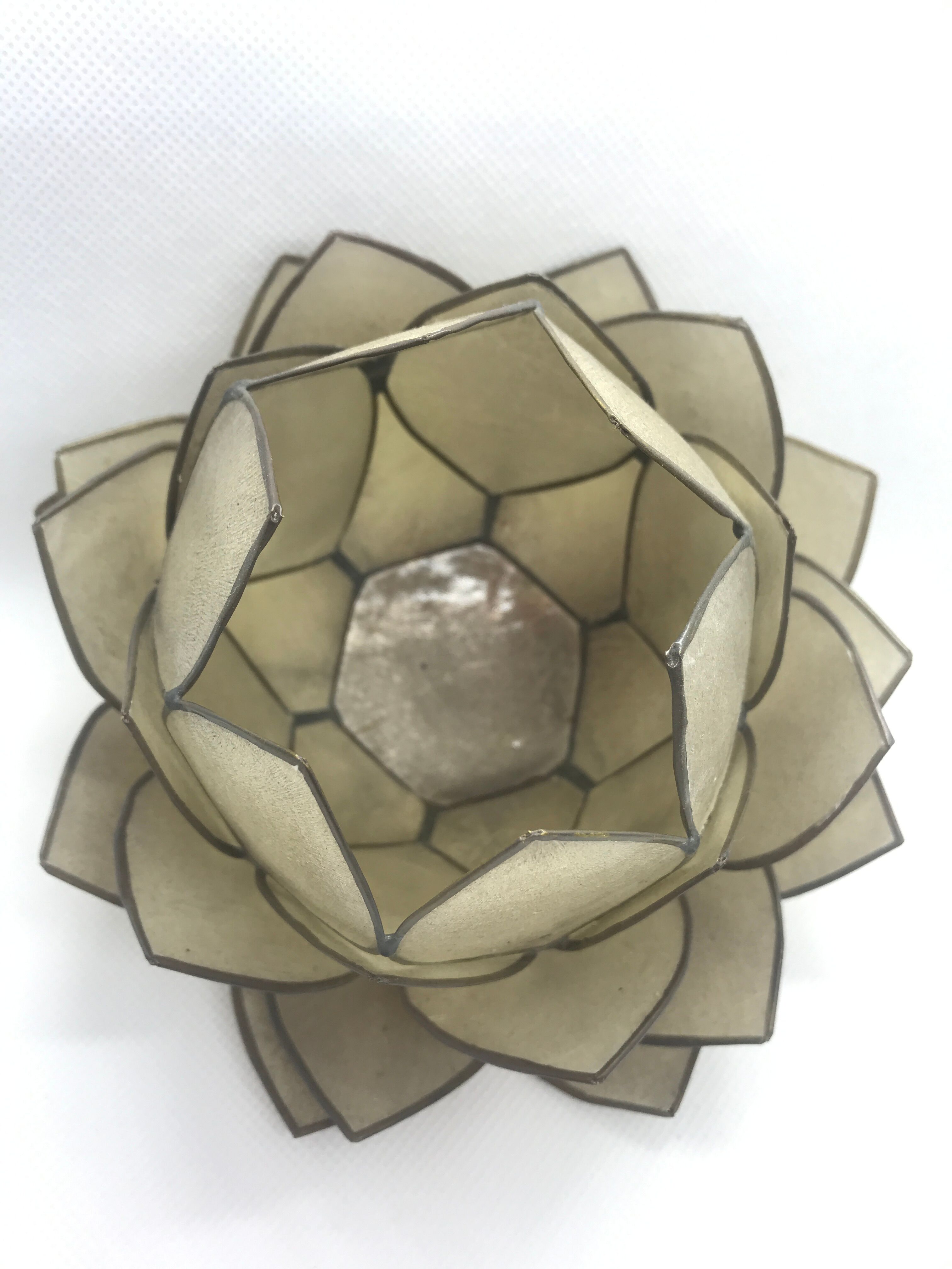 Mother-of-pearl flower and brass