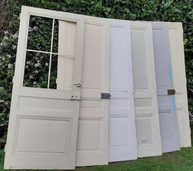 Glass communication door h221.5x90cm old 4 panes without interior glazing