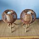 Paire de lampes boules en rotin 60-70