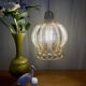 Vintage globe pendant light in amber bubble glass