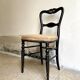 Napoleon III chair in black wood and beige skaï
