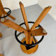 Set of 4 solid elm wood bar stools, vintage 70s design