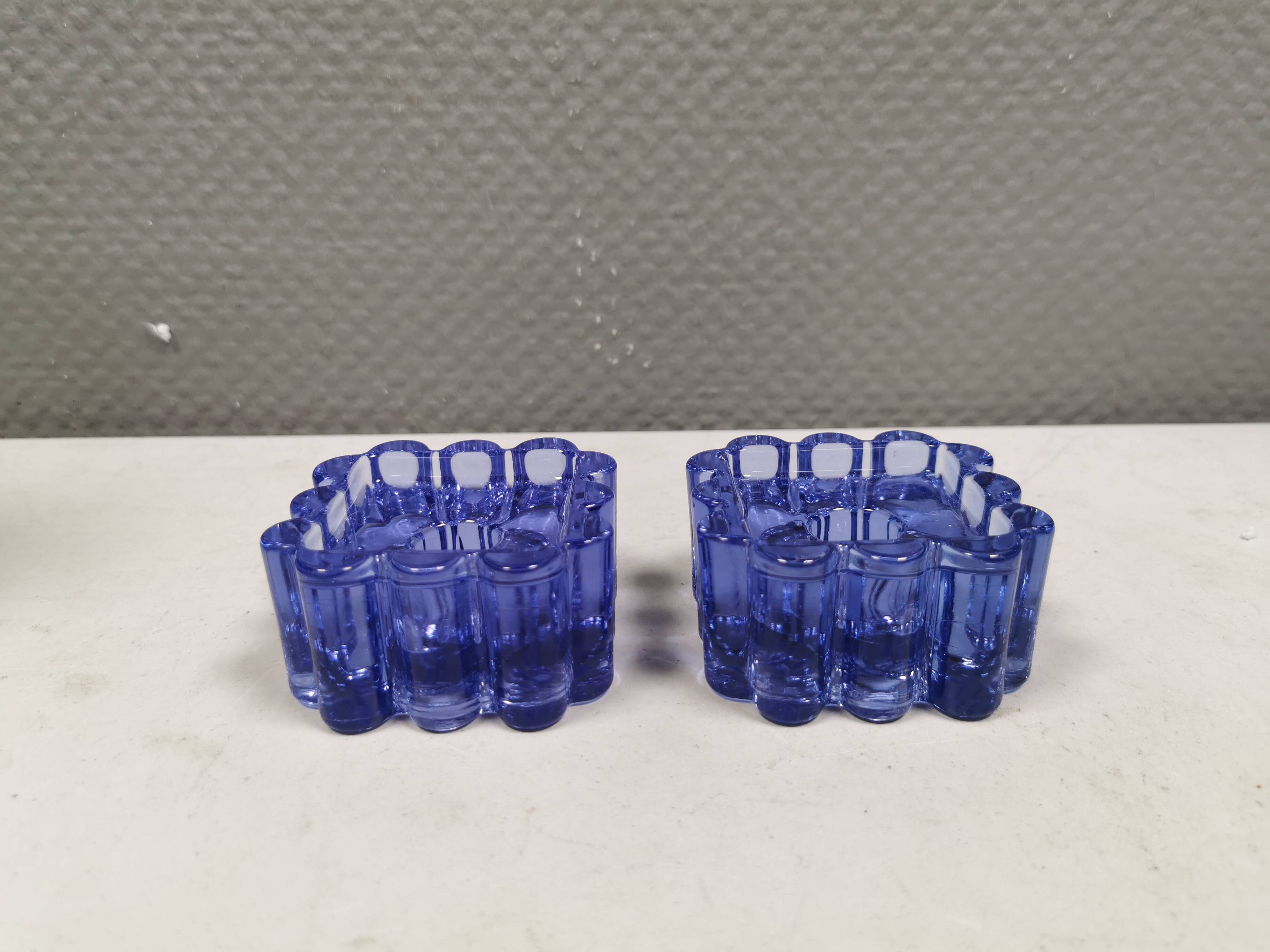 Two candle holders from Danish Holmegaard glassworks, 1968s