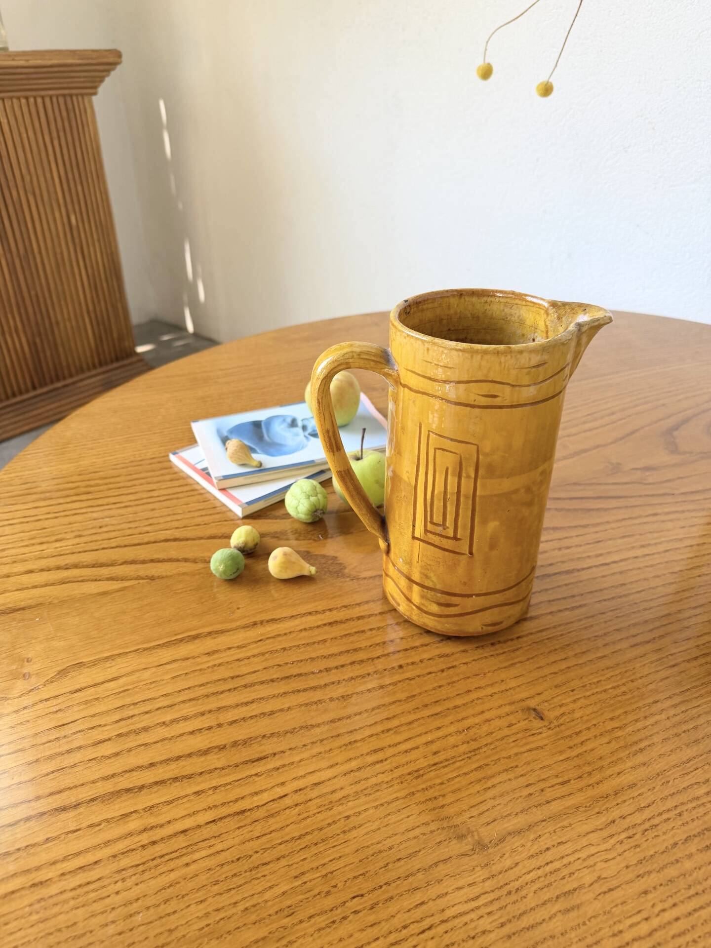 Vintage yellow glazed stoneware jug