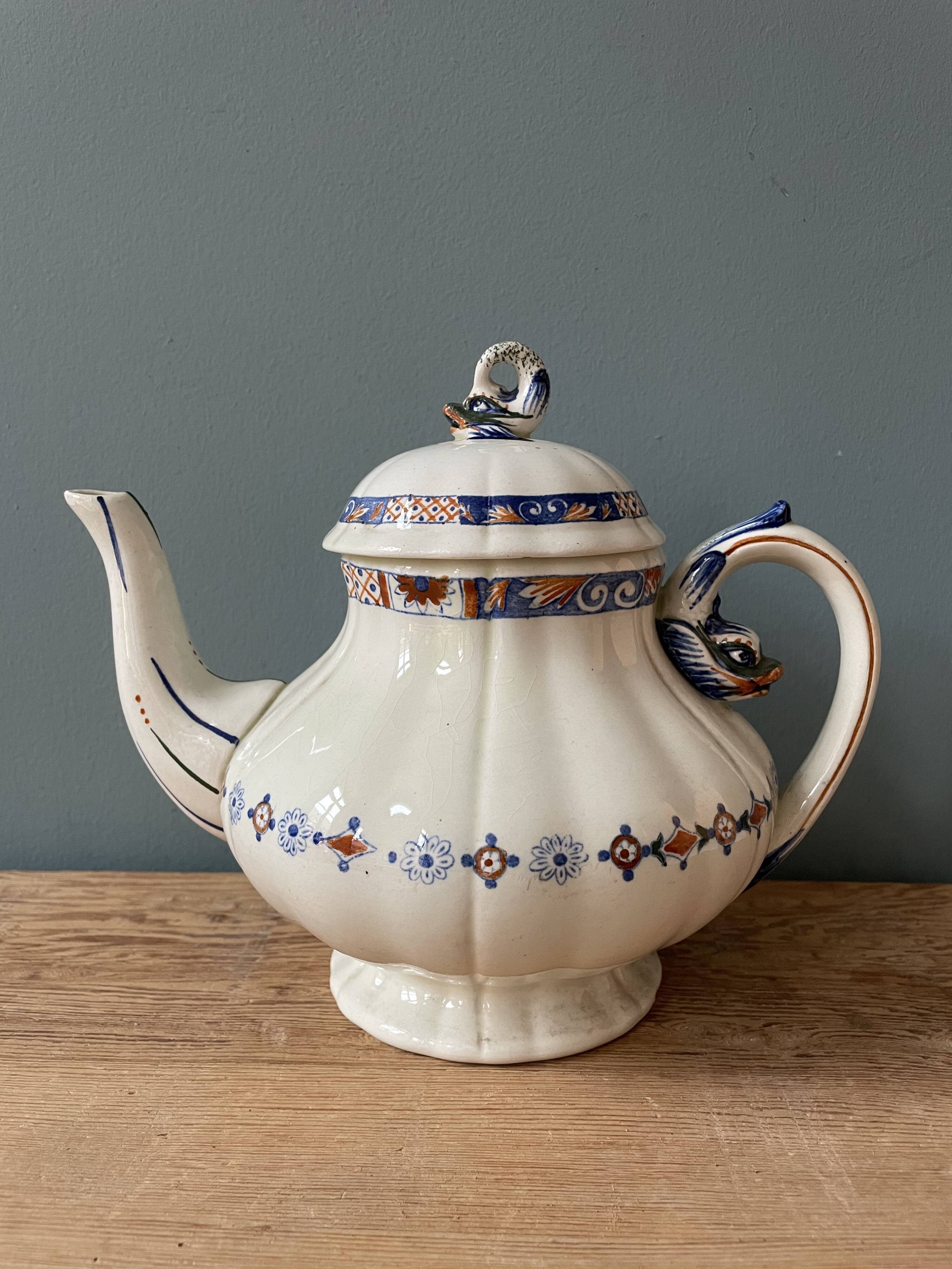 Coffee service Émile Bourgeois Grand Dépôt, décor Rouen XIXth