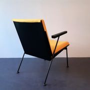 2 yellow 'Oase' lounge chairs with armrests by Wim Rietveld for Ahrend de Circel